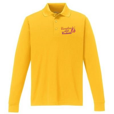 Campfires And Cocktails Gift Performance Long Sleeve Polo