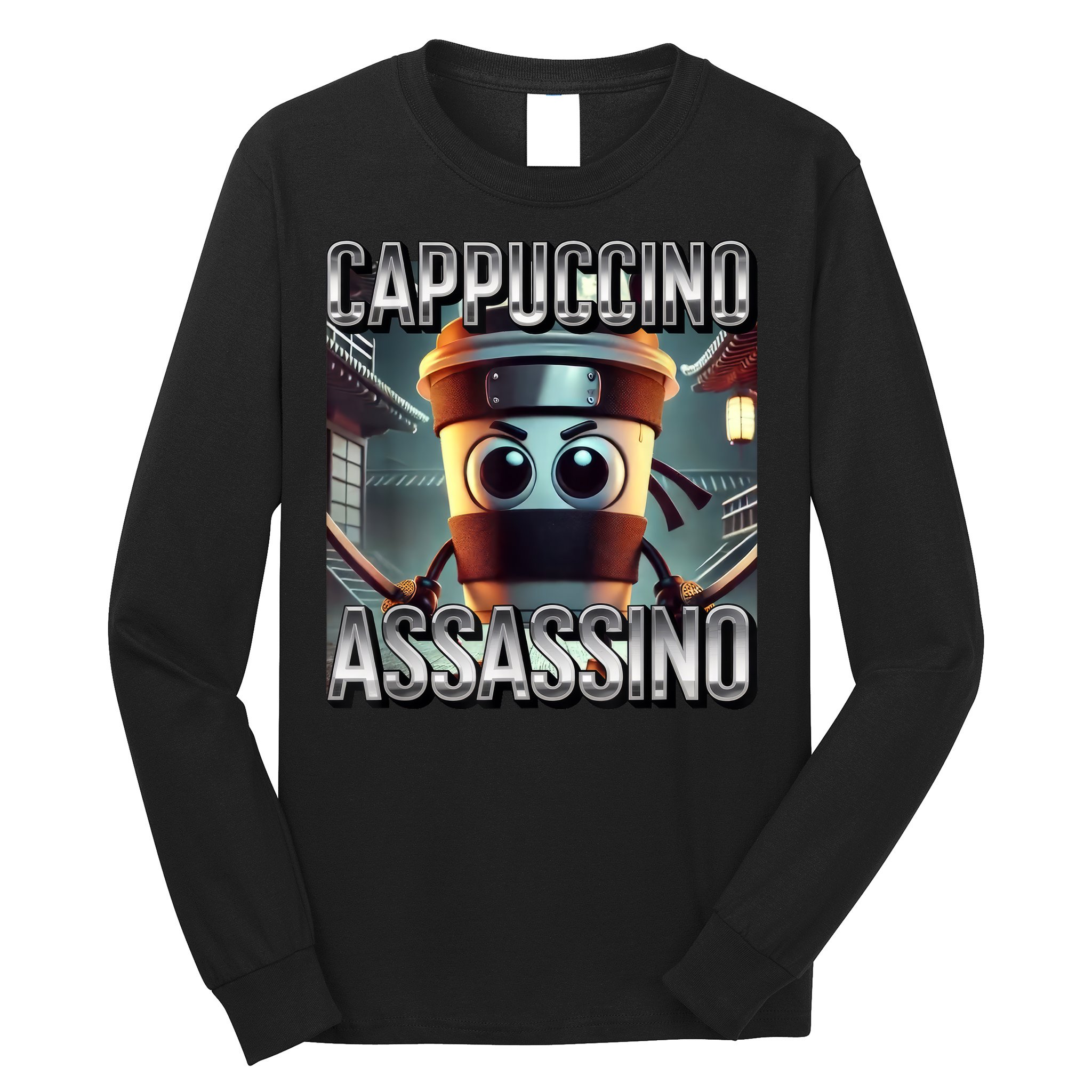 Cappuccino Assassino Coffee Lovers Italian Brainrot Meme  Long Sleeve Shirt