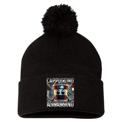 Cappuccino Assassino Coffee Lovers Italian Brainrot Meme  Pom Pom 12in Knit Beanie