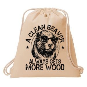 Cute American Clean Beaver Always Gets More Wood Beaver Love Drawstring Bag