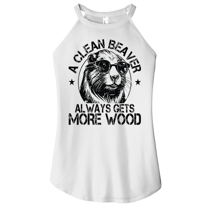 Cute American Clean Beaver Always Gets More Wood Beaver Love Women's Perfect Tri Rocker Tank