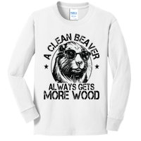 Cute American Clean Beaver Always Gets More Wood Beaver Love Kids Long Sleeve Shirt