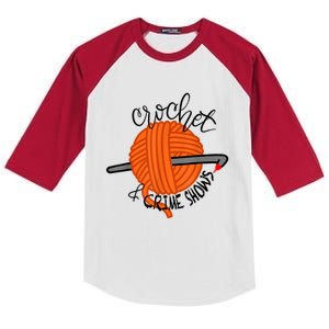 Crochet And Crimes Shows Funny True Crime Crocheting Lover Kids Colorblock Raglan Jersey