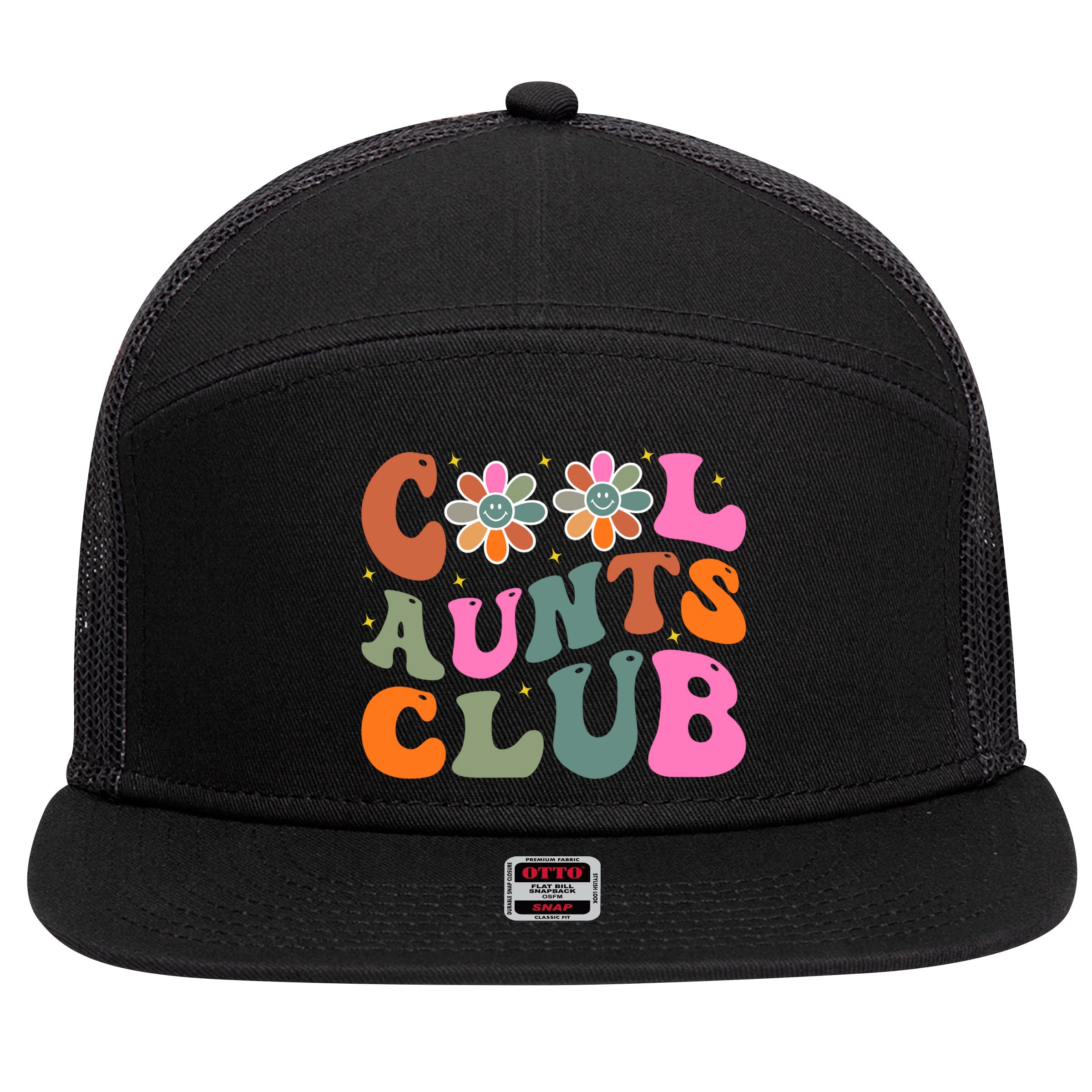 Cool Aunts Club Gift 7 Panel Mesh Trucker Snapback Hat