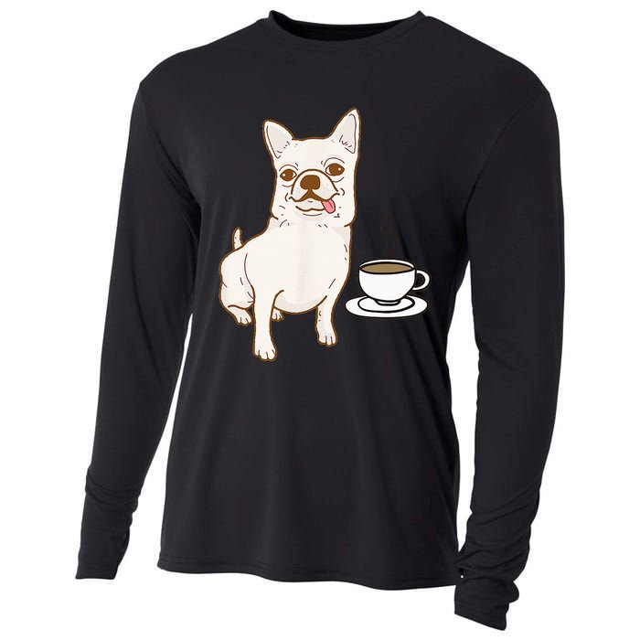 Chihuahua and Coffee Chihuahuas Mom Dad Caffeine Drinking Cooling Performance Long Sleeve Crew