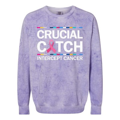 Crucial A Catch Intercept Cancer Breast Cancer Colorblast Crewneck Sweatshirt