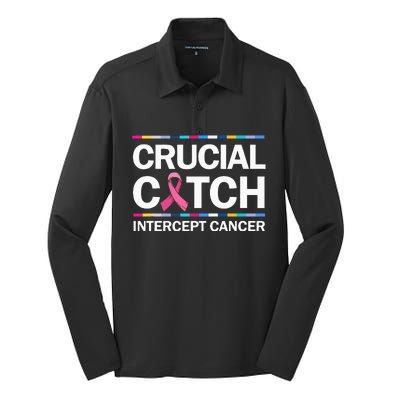 Crucial A Catch Intercept Cancer Breast Cancer Silk Touch Performance Long Sleeve Polo