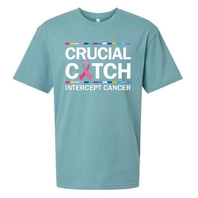 Crucial A Catch Intercept Cancer Breast Cancer Sueded Cloud Jersey T-Shirt