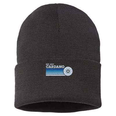 Cardano Ada Cryptocurrency Crypto Currency Blockchain Retro Sustainable Knit Beanie