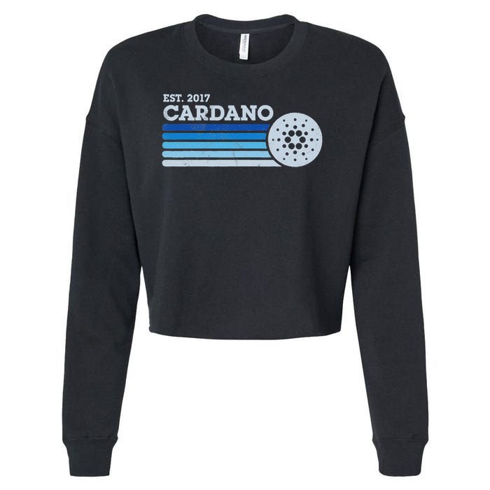 Cardano Ada Cryptocurrency Crypto Currency Blockchain Retro Cropped Pullover Crew