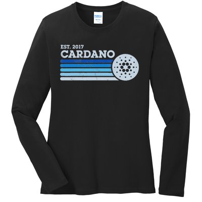 Cardano Ada Cryptocurrency Crypto Currency Blockchain Retro Ladies Long Sleeve Shirt