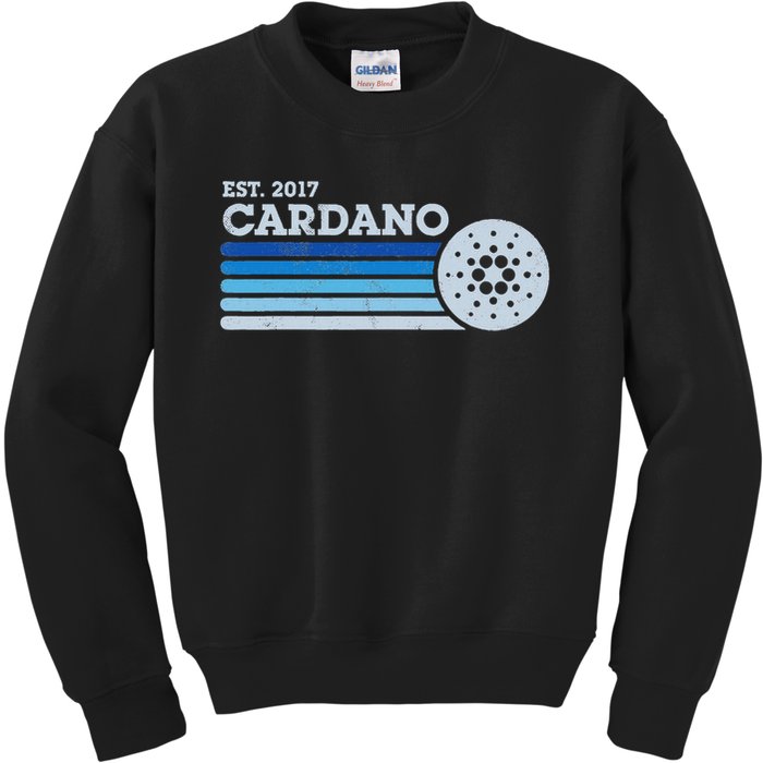 Cardano Ada Cryptocurrency Crypto Currency Blockchain Retro Kids Sweatshirt