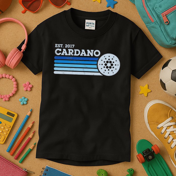 Cardano Ada Cryptocurrency Crypto Currency Blockchain Retro Kids T-Shirt
