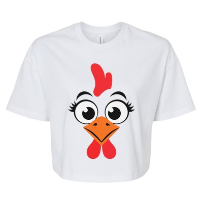 Chicken Adult Chicken Hen Face Bella+Canvas Jersey Crop Tee