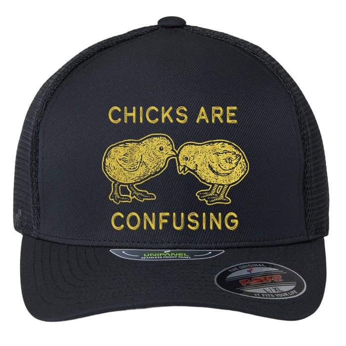 CHICKS ARE CONFUSING Flexfit Unipanel Trucker Cap