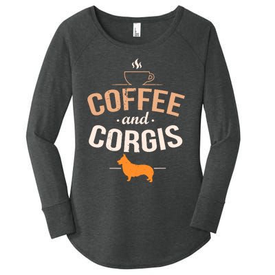 Coffee And Corgis Funny Welsh Dog Lover Quote Women's Perfect Tri Tunic Long Sleeve Shirt