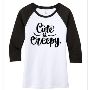 Cute And Creepy Halloween Funny Women's Tri-Blend 3/4-Sleeve Raglan Shirt