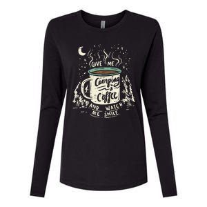 Camping And Coffee Womens Cotton Relaxed Long Sleeve T-Shirt