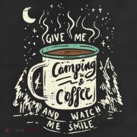 Camping And Coffee 11oz C Handle Ceramic Mug