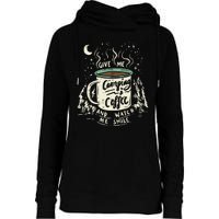 Camping And Coffee Womens Funnel Neck Pullover Hood