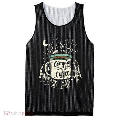 Camping And Coffee Mesh Reversible Basketball Jersey Tank