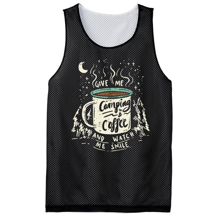 Camping And Coffee Mesh Reversible Basketball Jersey Tank