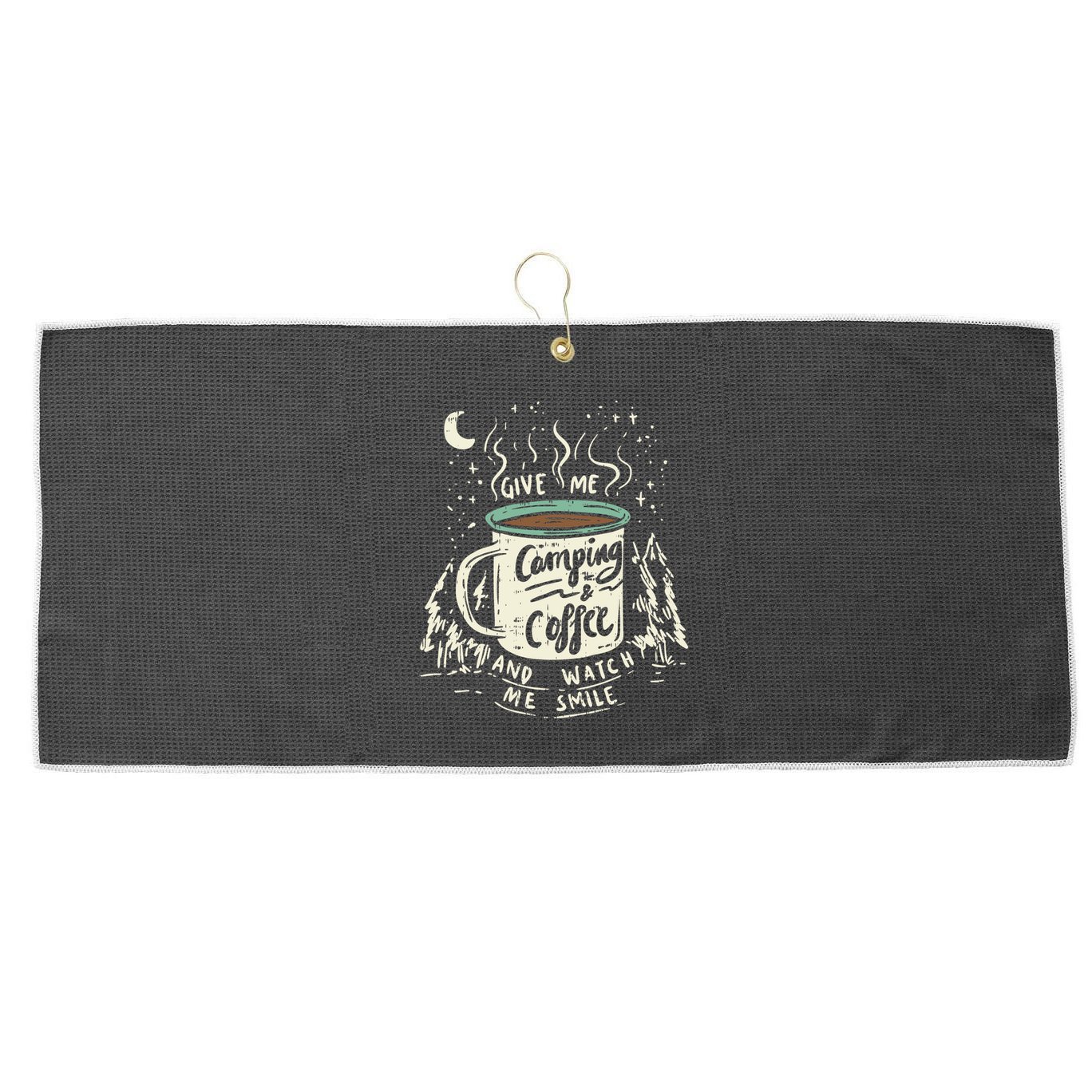 Camping And Coffee Large Microfiber Waffle Golf Towel