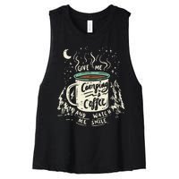 Camping And Coffee Women's Racerback Cropped Tank