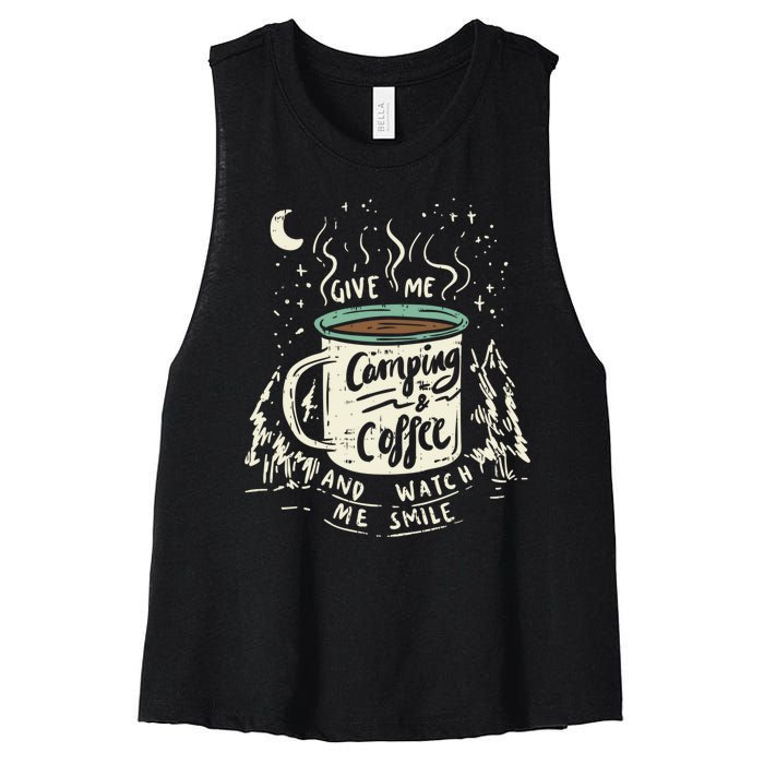 Camping And Coffee Women's Racerback Cropped Tank