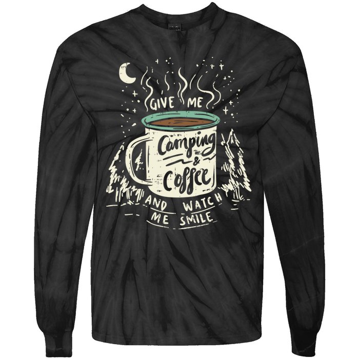 Camping And Coffee Tie-Dye Long Sleeve Shirt