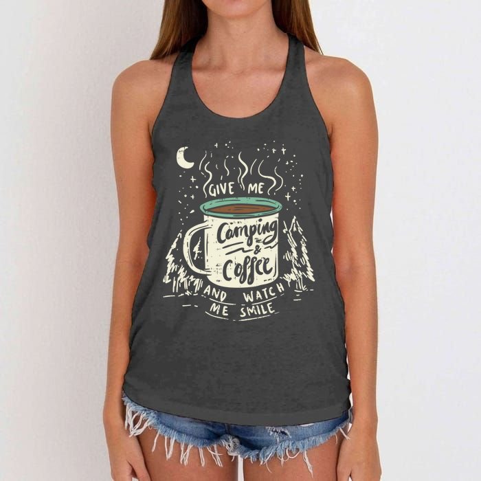 Camping And Coffee Women's Knotted Racerback Tank