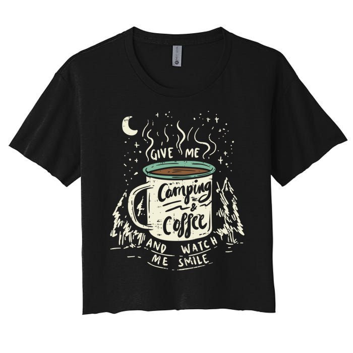 Camping And Coffee Women's Crop Top Tee