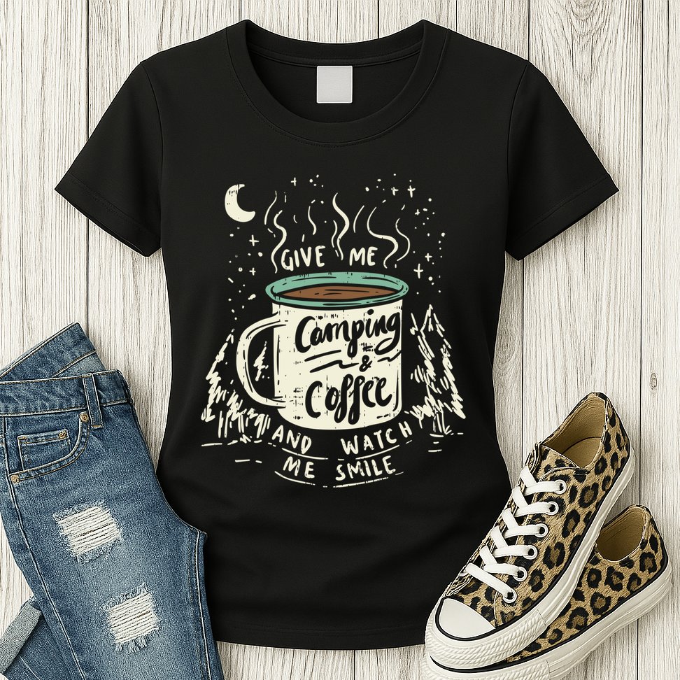 Camping And Coffee Womens T-Shirt