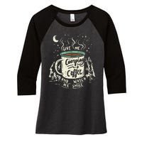 Camping And Coffee Women's Tri-Blend 3/4-Sleeve Raglan Shirt