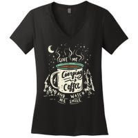 Camping And Coffee Women's V-Neck T-Shirt