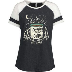 Camping And Coffee Enza Ladies Jersey Colorblock Tee