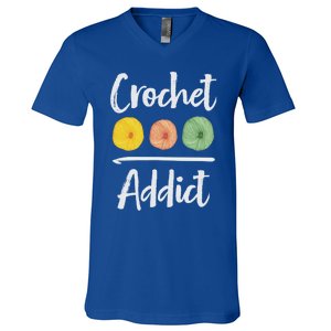 Crochet Addict Crocheting Gift For Mom Crocheters Yarn Lover Gift V-Neck T-Shirt