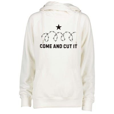 Come And Cut It Barbed Wire Political Womens Funnel Neck Pullover Hood