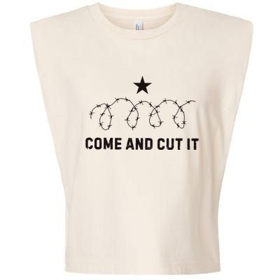 Come And Cut It Barbed Wire Political Garment-Dyed Women's Muscle Tee