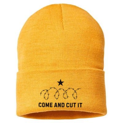 Come And Cut It Barbed Wire Political Sustainable Knit Beanie
