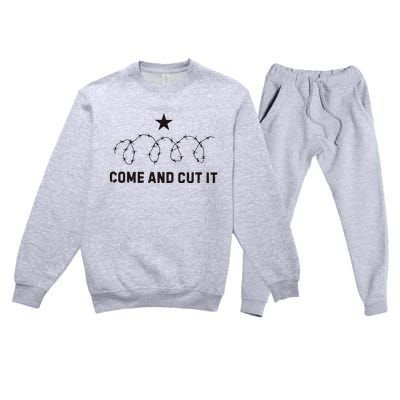 Come And Cut It Barbed Wire Political Premium Crewneck Sweatsuit Set