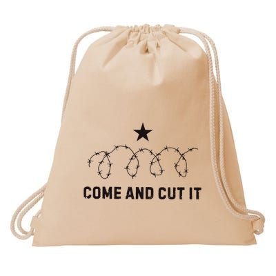 Come And Cut It Barbed Wire Political Drawstring Bag