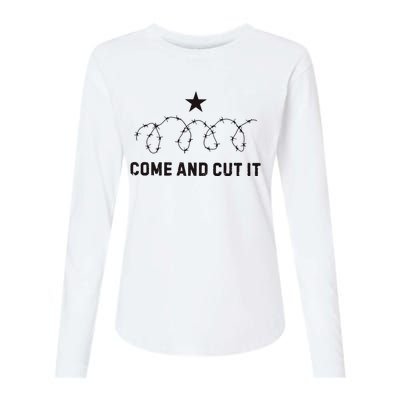 Come And Cut It Barbed Wire Political Womens Cotton Relaxed Long Sleeve T-Shirt