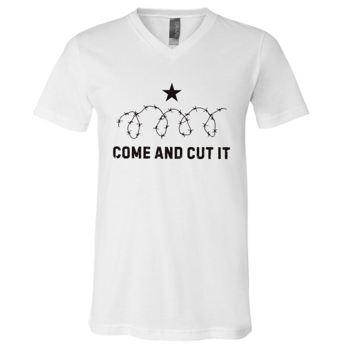 Come And Cut It Barbed Wire Political V-Neck T-Shirt