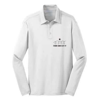 Come And Cut It Barbed Wire Political Silk Touch Performance Long Sleeve Polo