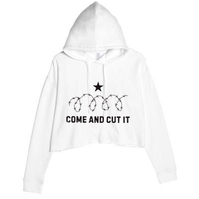 Come And Cut It Barbed Wire Political Crop Fleece Hoodie