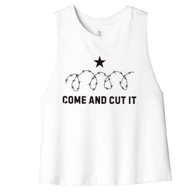 Come And Cut It Barbed Wire Political Women's Racerback Cropped Tank