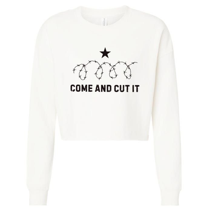 Come And Cut It Barbed Wire Political Cropped Pullover Crew