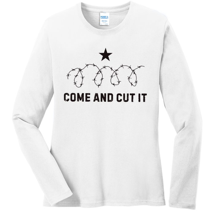 Come And Cut It Barbed Wire Political Ladies Long Sleeve Shirt