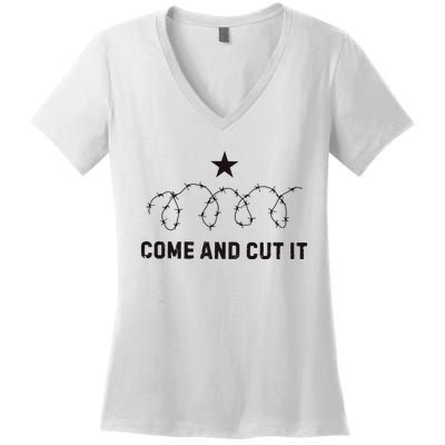 Come And Cut It Barbed Wire Political Women's V-Neck T-Shirt